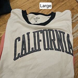 Hollister Cream T-Shirt with Black Trim